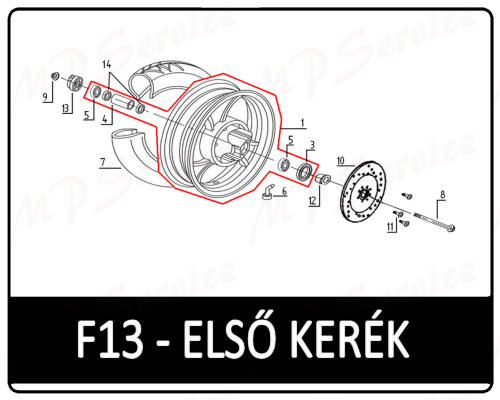 Motowell Retrosa 125 4T első kerék